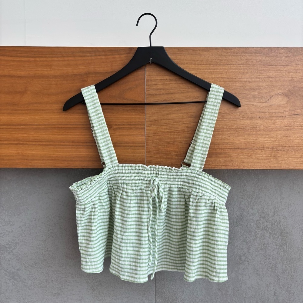 Blue Blush Green Crop Top, Size L
